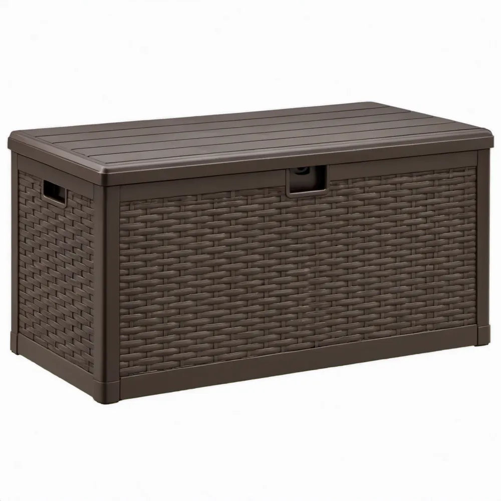 Bruine PP-opbergbox met rattanlook, 270 L, 117 x 45 x 57 cm